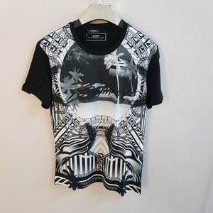 Balmain Black T-Shirt With Island Printed